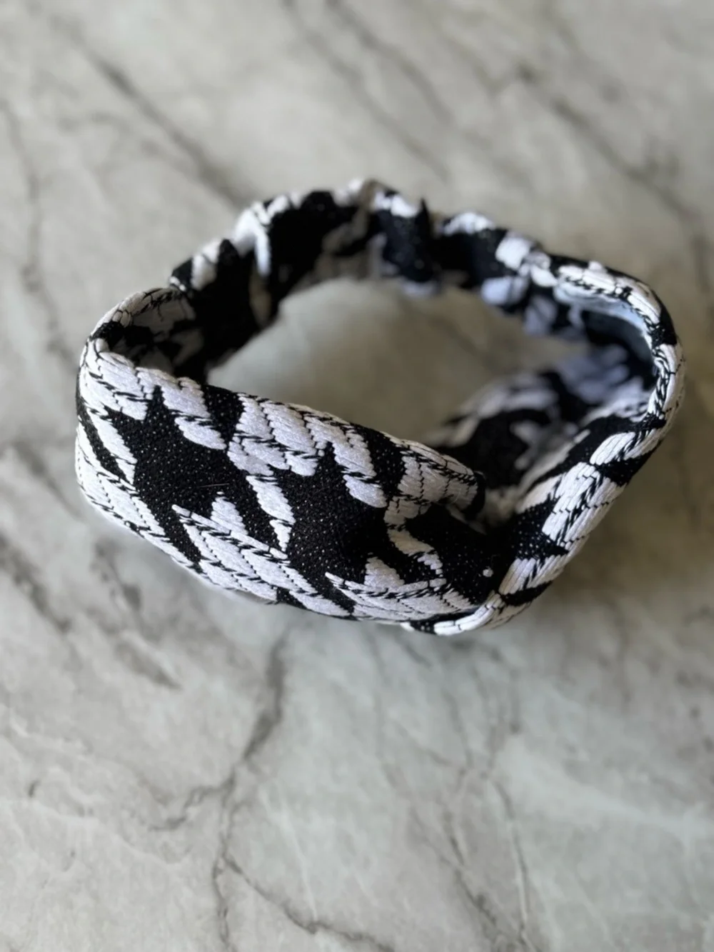 EUC MAISON MICHEL PARIS Black & White Patterned Turban Headwrap O/S